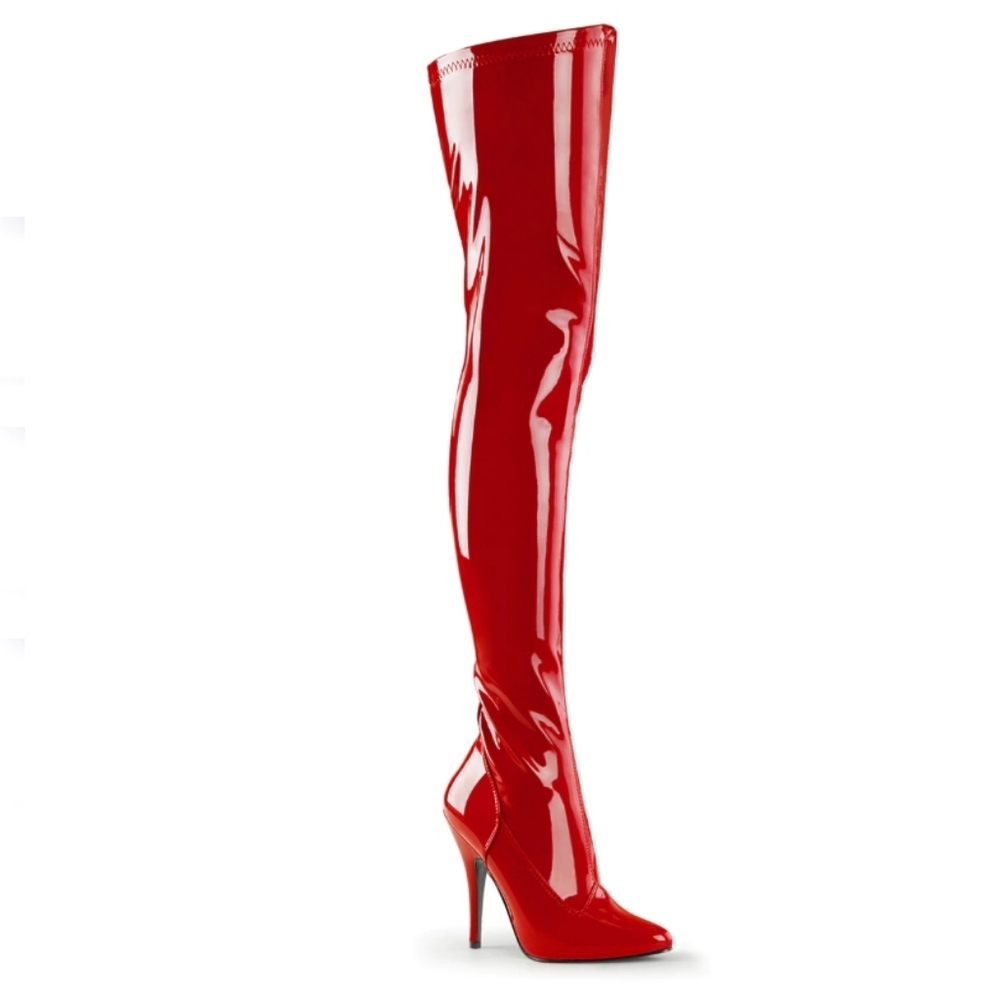 Pleaser Red Thigh High Seduce 3000 Boots size 9 NWOT